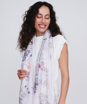 Butterfly Print Scarf - Pink