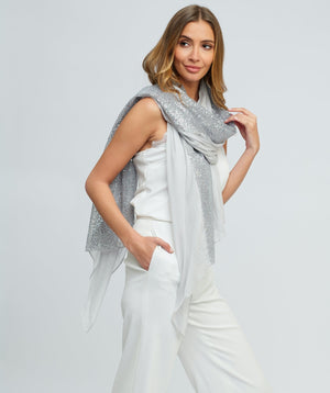 Long Sequin Scarf - Silver