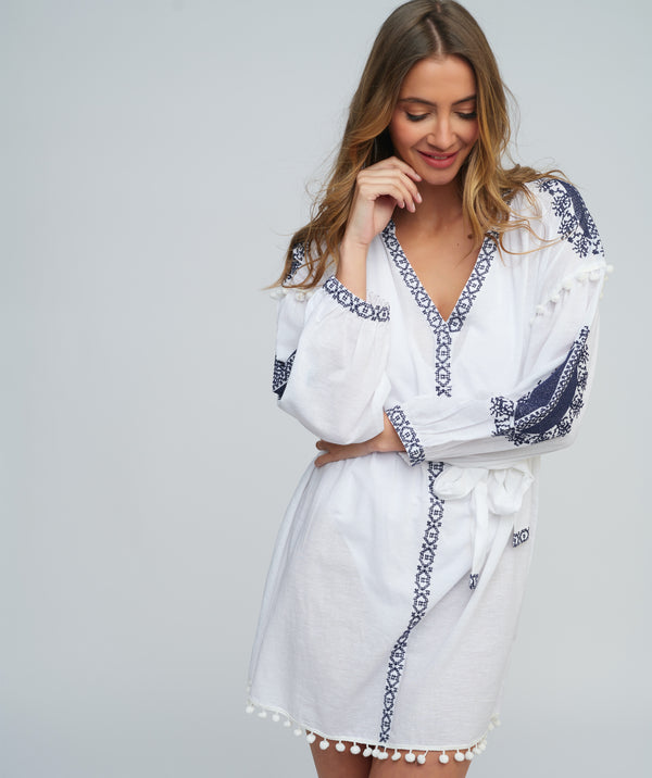 Amara Tunic  - White/Navy