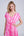 Hot Pink Striped Beach Dress with V Neck