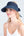 Navy Straw Roll-Up Visor with Chiffon Tie