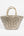 Metallic Flower Embellished Straw Basket Bag with Secure Closure