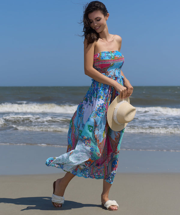 Cancun Strapless Maxi Dress - Turquoise