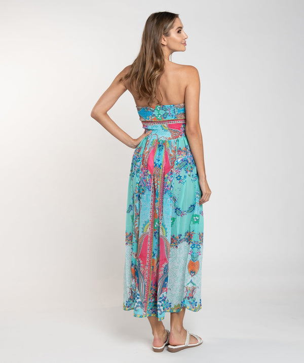 Cancun Strapless Maxi Dress - Turquoise