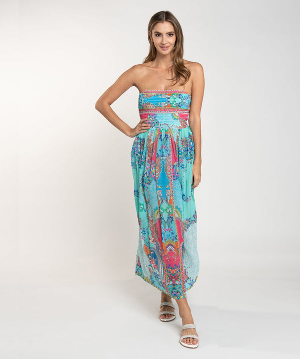 Cancun Strapless Maxi Dress - Turquoise