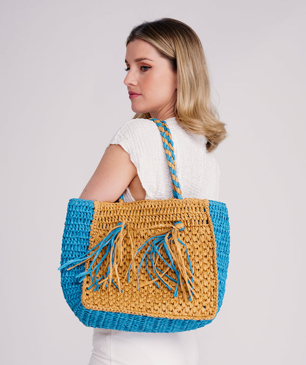 Cannes Bag - Natural/Turquoise