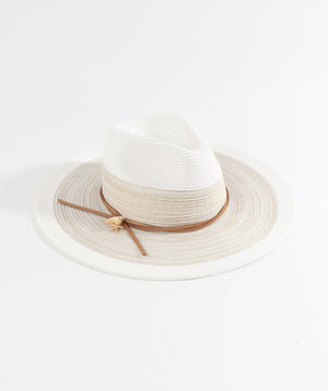White/Grey Fedora Hat with Shimmer Trim and Adjustable Size