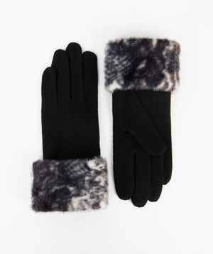 Lined Fur Cuff Glove - Grey - Accessories, Carmen, Glove, Grey, Winter Accessories
