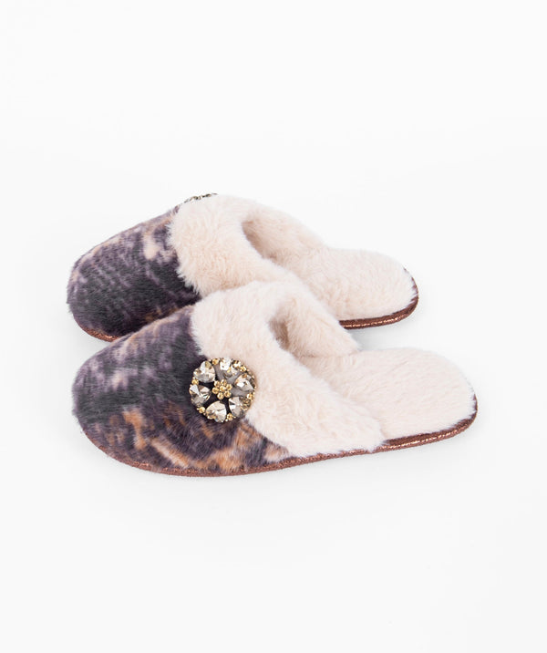 Faux Fur Slippers - Snakeskin - Carmen, Faux Fur, Footwear, Slipper, Snakeskin, Winter