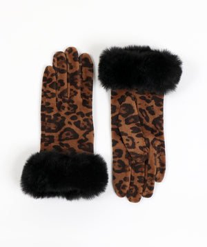 Faux Fur Cuff Leopard Print Gloves  | Stylish Comfort, Perfect Fit