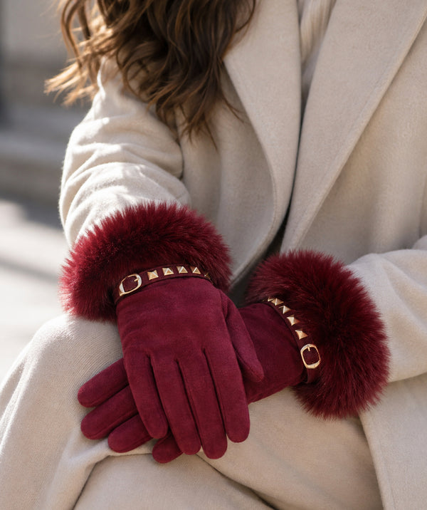 Chiara - Handschoenen van kunstsuèdebont met manchetten
