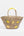 Sand Straw Basket Bag with Lemon Embroidered Motifs