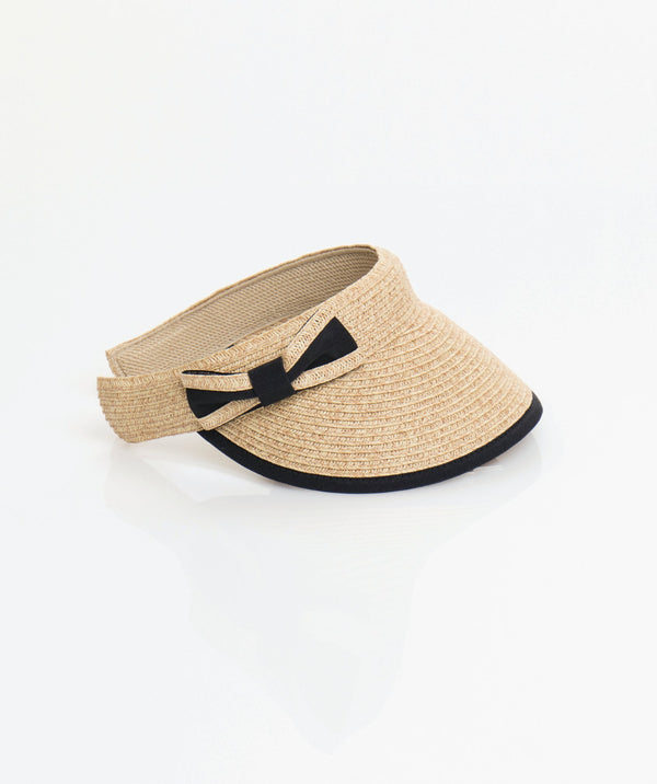 Claudia - Straw Sun Visor with Bow