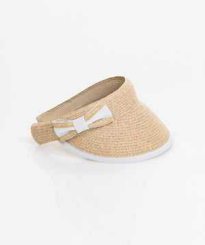 Women`s Straw Visor with Bow_Natural-White
