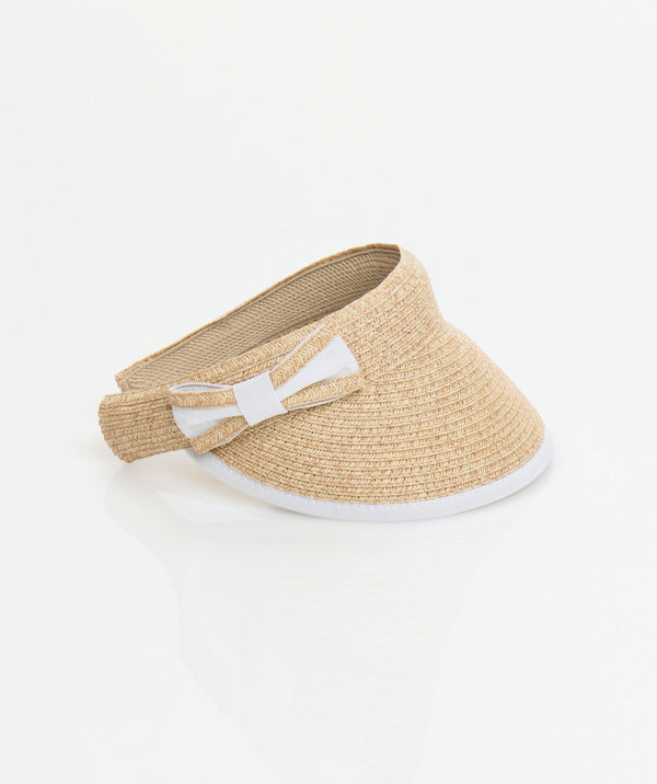 Claudia - Straw Sun Visor with Bow
