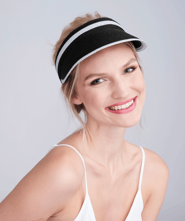 Cohen - Metallic Stripe Straw Sun Visor