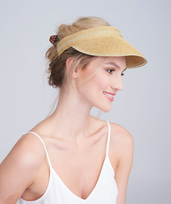 Cohen - Metallic Stripe Straw Sun Visor