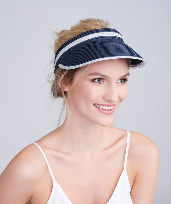 Cohen - Metallic Stripe Straw Sun Visor