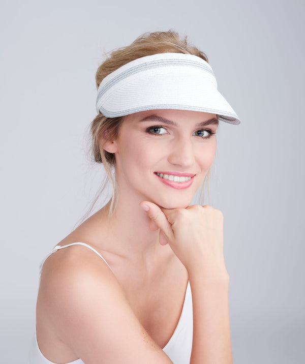 Cohen - Metallic Stripe Straw Sun Visor