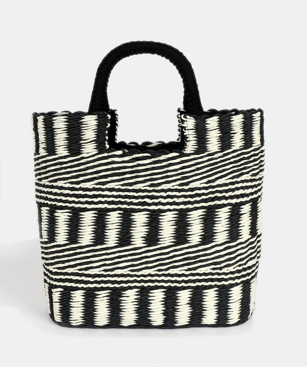 Dahlia - Woven Stripe Straw Tote
