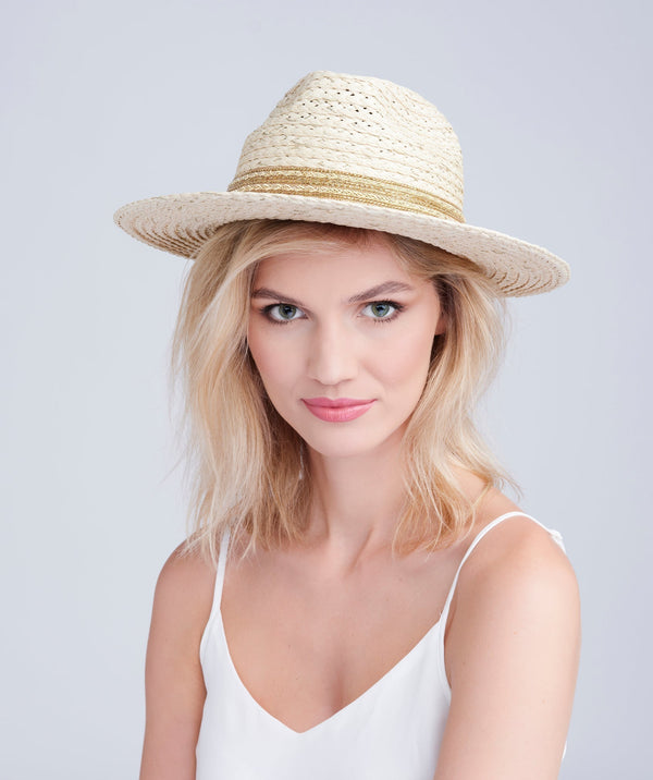 Delilah - Embellished Straw Fedora Hat