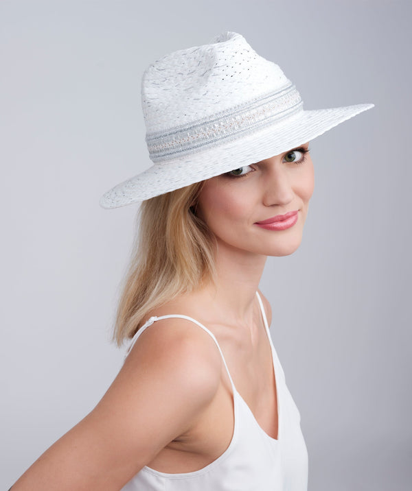 Delilah - Embellished Straw Fedora Hat