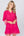 Hot Pink Floral Embroidered Midi Beach Dress with Ruffle Hem