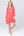 Salmon Floral Embroidered Midi Beach Dress with Ruffle Hem