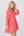Side View: Salmon Floral Embroidered Midi Beach Dress with Ruffle Hem