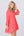 Side View: Salmon Floral Embroidered Midi Beach Dress with Ruffle Hem