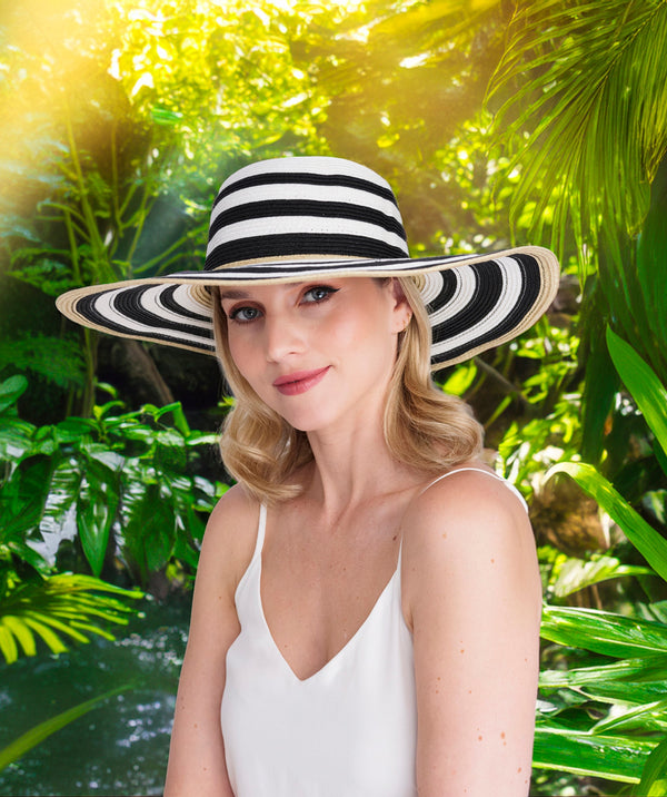 Dynasty - Wide Brim Striped Sun Hat