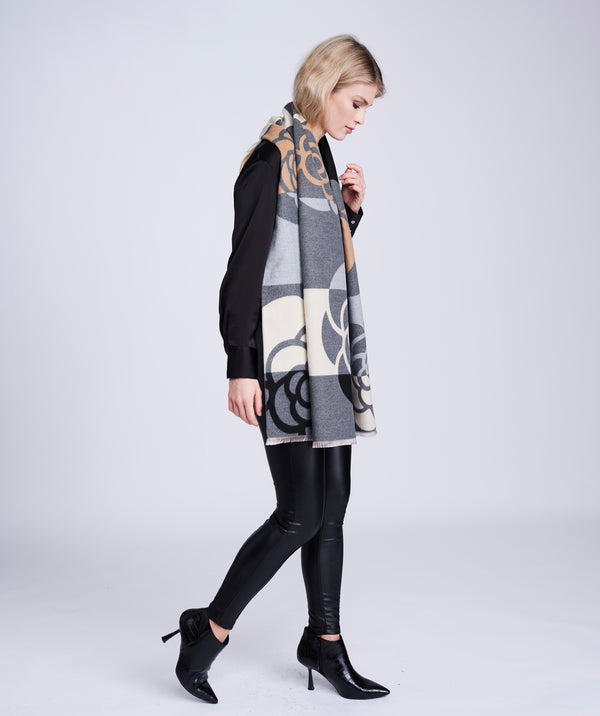 Eden Scarf - Silver Grey/Camel