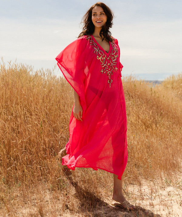 Electra Maxi Beach Cover-up - Hot Pink