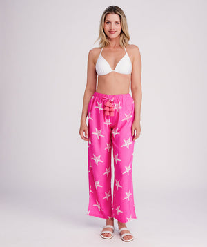Estrella - Hot Pink Starfish Print Summer Trousers