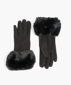 Deep Pile Faux Fur Cuff Wool Gloves | Luxury Gloves, Great Price