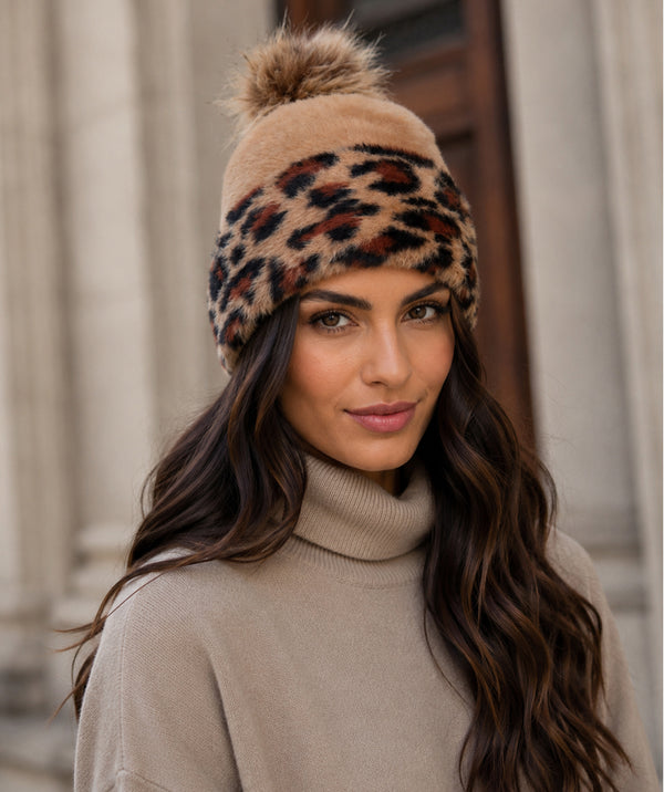 Felicia - Gorro con ribete de piel sintética