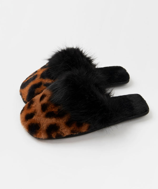 Faux Fur Slippers - Leopard - Faux Fur, Felix, Footwear, Leopard, Slipper, Winter