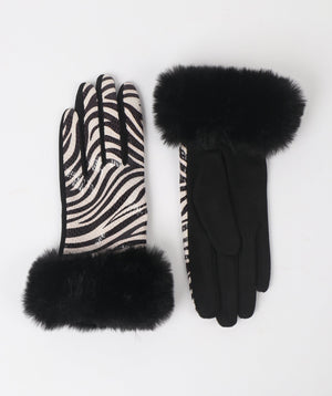 Faux Suede Zebra Stripe Gloves | Luxury Gloves, Great Price