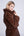 Brown Faux Fur Coat with Button Closure and Waist Belt