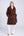 Brown Faux Fur Coat with Button Closure and Waist Belt