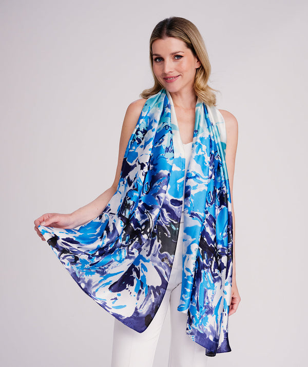 Iris - Abstract Floral Satin Scarf