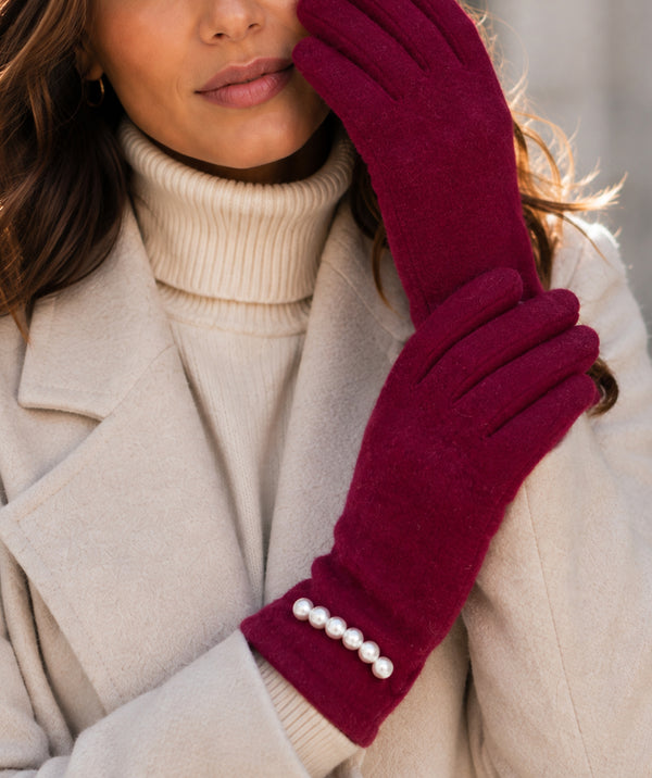 Ivanna - Pearl Embellished Fabric Gloves