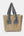 Straw woven tote bag with natural textured finish, gingham fabric handles, zip closure, 3 interior pockets, lightweight durable design for beach and summer use.