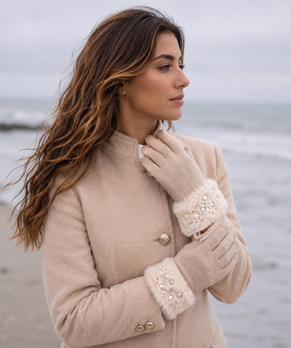 Jasmin - Faux Fur Cuff Wool Gloves