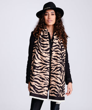 Animal Print Scarf - Beige - Accessories, Black/White, Jax, Scarf, Winter Accessories