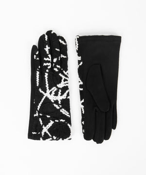 Abstract Print Faux Suede Gloves | Luxury Touch, Great Value