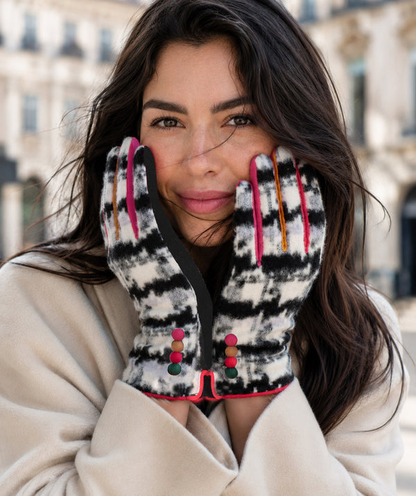 Jude - Faux Suede Houndstooth Glove