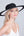 Black Wide Brim Straw Hat with Adjustable Size Strings