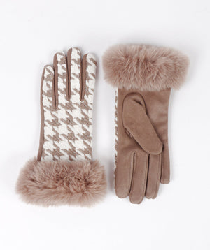 Faux Suede Houndstooth Gloves | Luxury Gloves, Great Price
