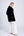 Black Midi Length Coat with Button Closure and Faux Fur